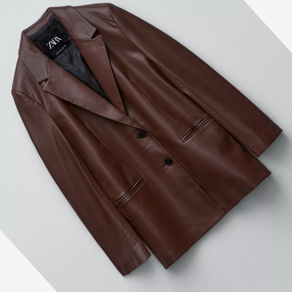Zara NWT faux leather blazer/jacket size L